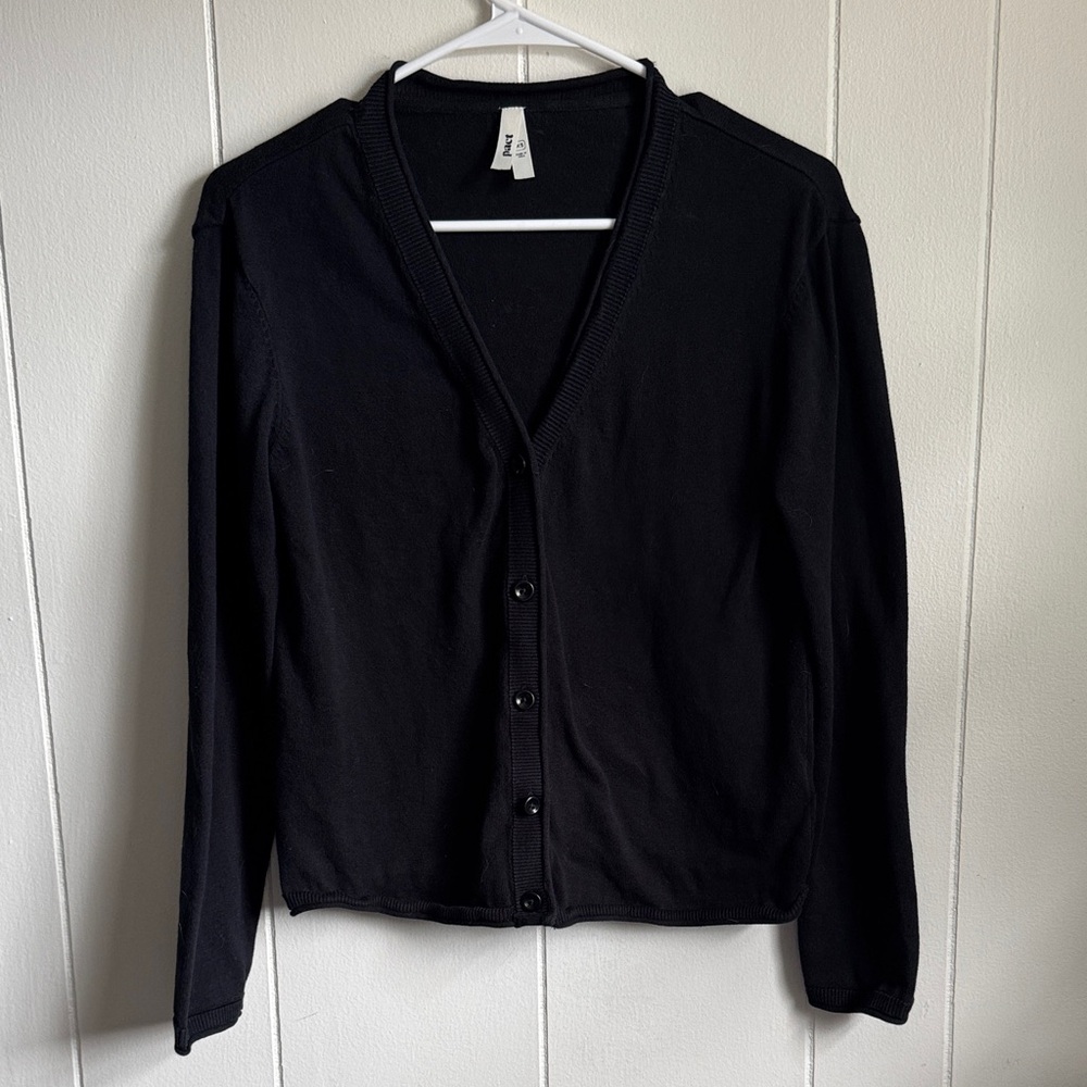 Pact Black Organic Cotton V-neck cardigan Sz XS - Picture 1 of 6